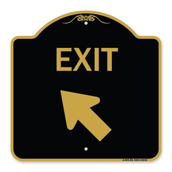 Signmission Designer Series Exit Exit W/ Left Arrow, Black & Gold Aluminum Sign, 18" H, 18" L, BG-1818-24032 A-DES-BG-1818-24032 - main